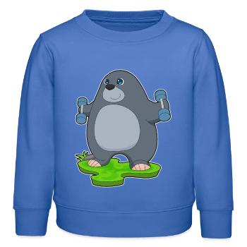 Maulwurf Bodybuilder Hanteln Bodybuilding - Kinder Organic Sweatshirt Mini Changer von Stanley/Stella - carolina Blue - Vorne - AI Model Kid Female (0cm)