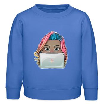 Vibrant Reva Prisma working Girl Design - Sweat enfant bio Stanley/Stella - carolina blue - Devant - AI Model Kid Female (0cm)