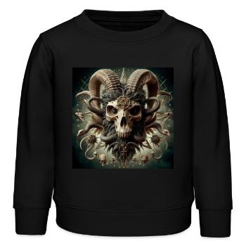 Männlicher Ziegenschädel 3D - Kinder Organic Sweatshirt Mini Changer von Stanley/Stella - Schwarz - Vorne - AI Model Kid Male (0cm)