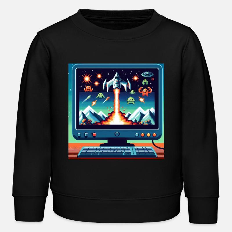 Jeu d’avion rétro - Sweat enfant bio Stanley/Stella - noir