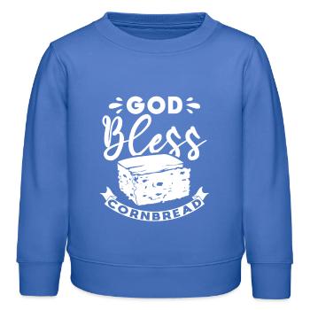 Que Dieu bénisse le pain de maïs - Sweat enfant bio Stanley/Stella - carolina blue - Devant - AI Model Kid Female (0cm)