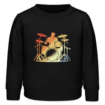 Schlagzeuger Retro Style - Kinder Organic Sweatshirt Mini Changer von Stanley/Stella - Schwarz - Vorne - AI Model Kid Male (0cm)