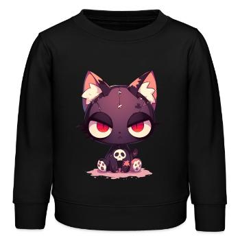 Poupée Chat Goth E-Girl Chat Grunge Cadeau - Sweat enfant bio Stanley/Stella - noir - Devant - AI Model Kid Male (0cm)
