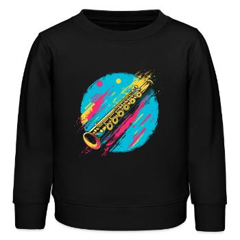 Flûte - Sweat enfant bio Stanley/Stella - noir - Devant - AI Model Kid Male (0cm)