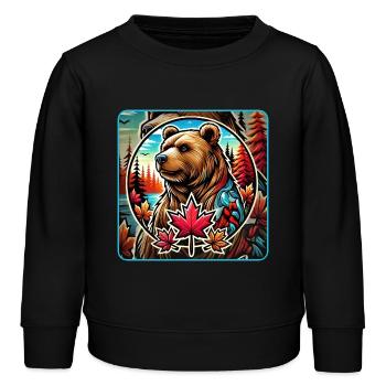 Kanada Bär Natur Design - Kinder Organic Sweatshirt Mini Changer von Stanley/Stella - Schwarz - Vorne - AI Model Kid Male (0cm)