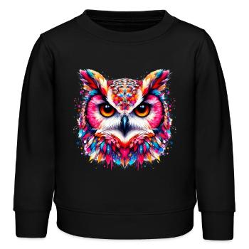 Eule - Kinder Organic Sweatshirt Mini Changer von Stanley/Stella - Schwarz - Vorne - AI Model Kid Male (0cm)