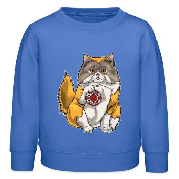 Persian Cat Poker Jetons de poker - Sweat enfant bio Stanley/Stella - carolina blue - Devant - AI Model Kid Female (0cm)