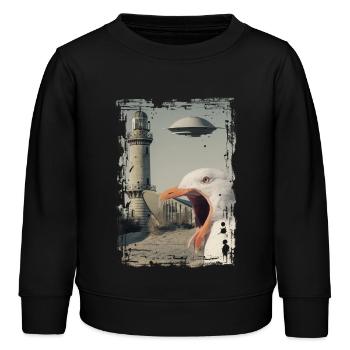 UFO - Seagull - Rostock - Teepot - Warnemünde - Kids Organic Sweatshirt by Stanley/Stella - black - Front - AI Model Kid Male (0cm)