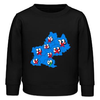 Région Midi-Pyrénées - Sweat enfant bio Stanley/Stella - noir - Devant - AI Model Kid Male (0cm)