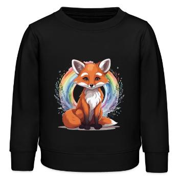 Regenbogen Fuchs Füchse Füchsin Kind - Kinder Organic Sweatshirt Mini Changer von Stanley/Stella - Schwarz - Vorne - AI Model Kid Male (0cm)