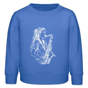 Weiblicher Saxophonist - Kinder Organic Sweatshirt Mini Changer von Stanley/Stella - carolina Blue - Vorne - AI Model Kid Female (0cm)