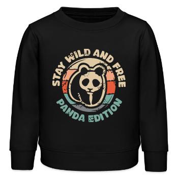 Restez sauvage et libre - Panda Edition Retro Design - Sweat enfant bio Stanley/Stella - noir - Devant - AI Model Kid Male (0cm)