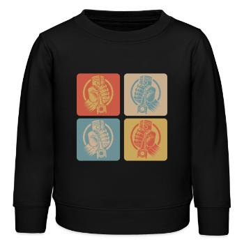 Schrauber Power Retro Style - Kinder Organic Sweatshirt Mini Changer von Stanley/Stella - Schwarz - Vorne - AI Model Kid Male (0cm)