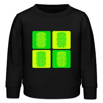 Masque Tiki - Sweat enfant bio Stanley/Stella - noir - Devant - AI Model Kid Male (0cm)