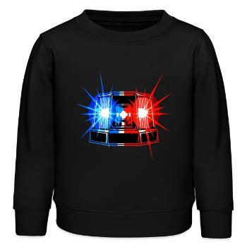 Sirène de lumière bleue – Système d’alerte d’urgence - Sweat enfant bio Stanley/Stella - noir - Devant - AI Model Kid Male (0cm)
