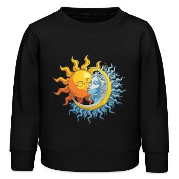 Mond und Sonne Kuss Harmonisches Zusammenspiel - Kinder Organic Sweatshirt Mini Changer von Stanley/Stella - Schwarz - Vorne - AI Model Kid Male (0cm)
