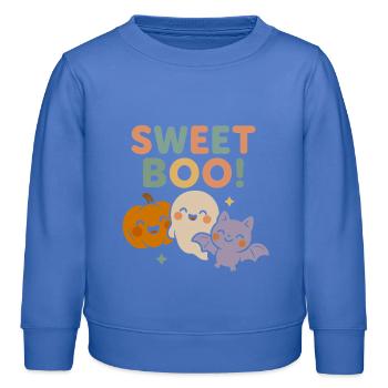 Sweet Boo - Chauve-souris fantôme Citrouille Kawaii Halloween - Sweat enfant bio Stanley/Stella - carolina blue - Devant - AI Model Kid Female (0cm)