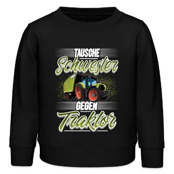 Tausche Schwester Gegen Traktor - Kinder Organic Sweatshirt Mini Changer von Stanley/Stella - Schwarz - Vorne - AI Model Kid Male (0cm)