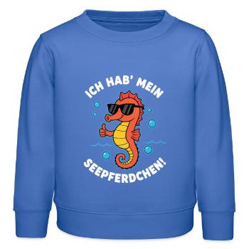 Bestandene Prüfung – Seepferdchen mit Sonnenbrille - Kinder Organic Sweatshirt Mini Changer von Stanley/Stella - carolina Blue - Vorne - AI Model Kid Female (0cm)