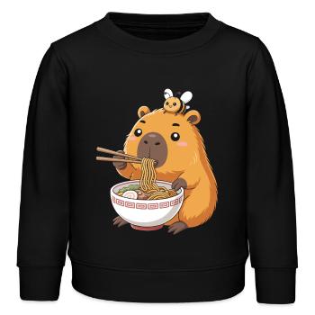 Capybara Ramen Biene Kawaii Anime Nudeln Japan - Kinder Organic Sweatshirt Mini Changer von Stanley/Stella - Schwarz - Vorne - AI Model Kid Male (0cm)