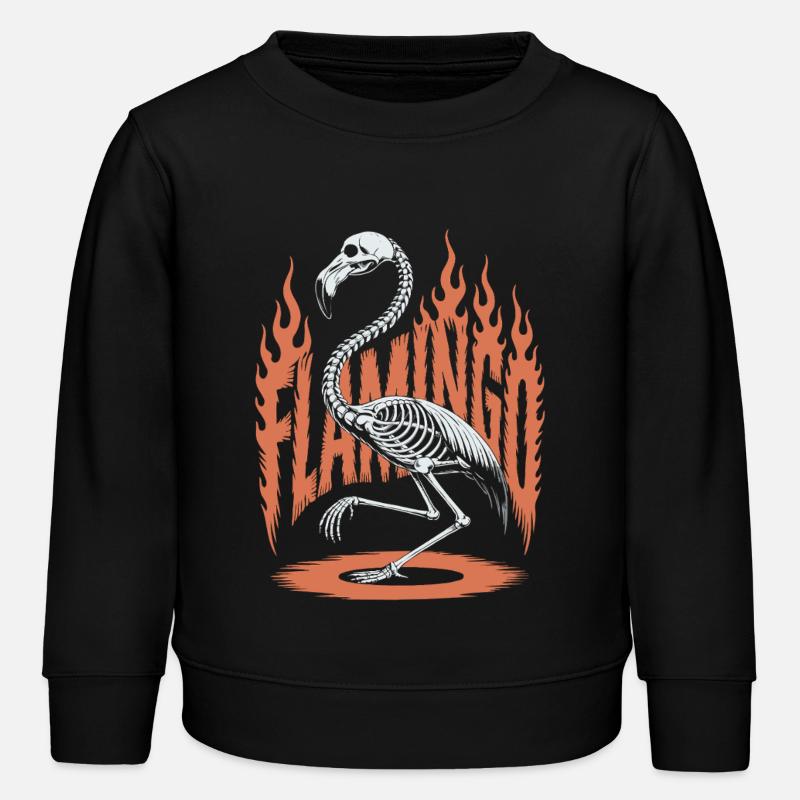 Flamingo Flames Skeleton Halloween - Kids Organic Sweatshirt by Stanley/Stella - black