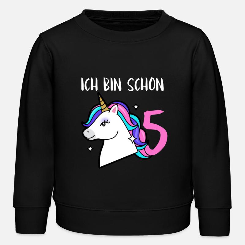 5. Geburtstag Ich bin schon 5 Einhorn - Kinder Organic Sweatshirt Mini Changer von Stanley/Stella - Schwarz