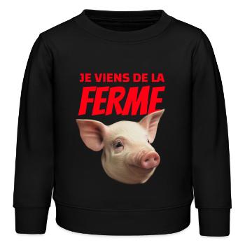Ich komme vom Bauernhof Tête de Cochon - Kinder Organic Sweatshirt Mini Changer von Stanley/Stella - Schwarz - Vorne - AI Model Kid Male (0cm)