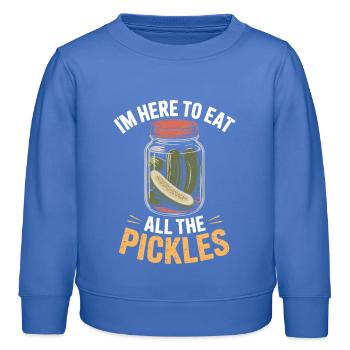 Concombres ici pour manger tous les cornichons - Sweat enfant bio Stanley/Stella - carolina blue - Devant - AI Model Kid Female (0cm)