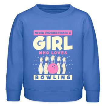 GIRL Bowling Herz Kraftvolle Liebe - Kinder Organic Sweatshirt Mini Changer von Stanley/Stella - carolina Blue - Vorne - AI Model Kid Female (0cm)