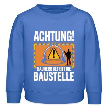 Attention: Builder enters the construction site - Kids Organic Sweatshirt by Stanley/Stella - carolina blue - Front - AI Model Kid Female (0cm)