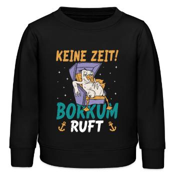 Vacances à la mer du Nord PAS DE TEMPS BORKUM APPELLE DES CHOSES DRÔLES - Sweat enfant bio Stanley/Stella - noir - Devant - AI Model Kid Male (0cm)