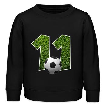 NR. 11 NUMMER 11 FUßBALL 11. GEBURTSTAG - Kinder Organic Sweatshirt Mini Changer von Stanley/Stella - Schwarz - Vorne - AI Model Kid Male (0cm)