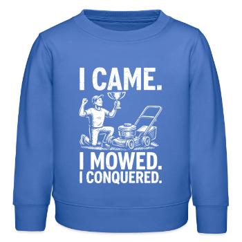 Je suis venu, j’ai fauché, j’ai conquis - Sweat enfant bio Stanley/Stella - carolina blue - Devant - AI Model Kid Female (0cm)