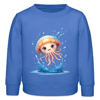 Cute jellyfish friend in the water vortex - Kids Organic Sweatshirt by Stanley/Stella - carolina blue - Front - AI Model Kid Female (0cm)