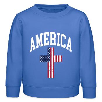 Amerika Kreuz Flagge - Kinder Organic Sweatshirt Mini Changer von Stanley/Stella - carolina Blue - Vorne - AI Model Kid Female (0cm)