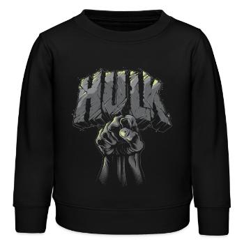 Avengers Hulk Schriftzug Mit Faust - Kinder Organic Sweatshirt Mini Changer von Stanley/Stella - Schwarz - Vorne - AI Model Kid Male (0cm)