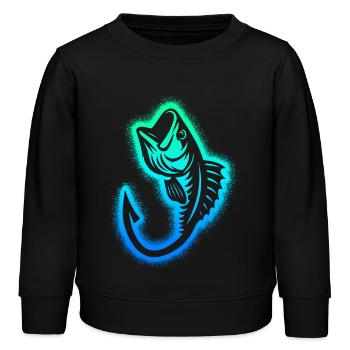 Angeln Fischer Kinder Jungen Herren Angler - Kinder Organic Sweatshirt Mini Changer von Stanley/Stella - Schwarz - Vorne - AI Model Kid Male (0cm)