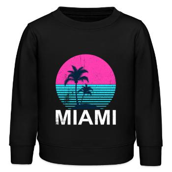 Miami Neon Palmen Sonnenuntergang - Kinder Organic Sweatshirt Mini Changer von Stanley/Stella - Schwarz - Vorne - AI Model Kid Male (0cm)