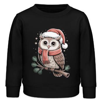 Weihnachts Eulenzauber Schal - Kinder Organic Sweatshirt Mini Changer von Stanley/Stella - Schwarz - Vorne - AI Model Kid Male (0cm)