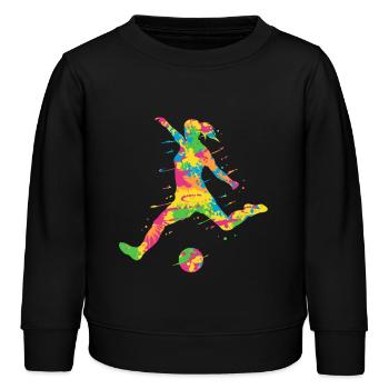Fußball bunt Fußballerin Mädchen Fußballspielerin - Kinder Organic Sweatshirt Mini Changer von Stanley/Stella - Schwarz - Vorne - AI Model Kid Male (0cm)