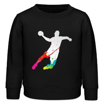 Handball-Handballspieler Farbenfroher Vater-Handballspieler - Kinder Organic Sweatshirt Mini Changer von Stanley/Stella - Schwarz - Vorne - AI Model Kid Male (0cm)