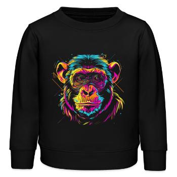 Neon Affenkopf im Pop-Art Stil - Kinder Organic Sweatshirt Mini Changer von Stanley/Stella - Schwarz - Vorne - AI Model Kid Male (0cm)