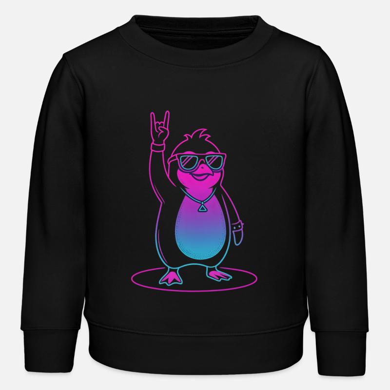 Cool Rock Penguin med solbriller - Stanley/Stella Mini Changer økologisk sweatshirt til børn - sort