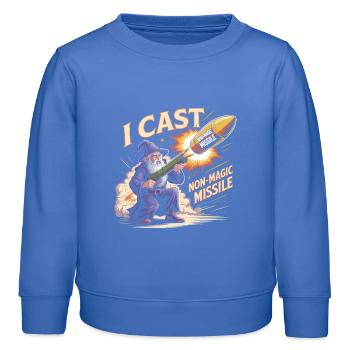 Je lance un T-shirt Missile non magique - Sorcier Cool - Sweat enfant bio Stanley/Stella - carolina blue - Devant - AI Model Kid Female (0cm)