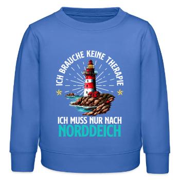 Mer du Nord BESOIN DE PAS DE THÉRAPIE DOIT ALLER À NORDDEICH - Sweat enfant bio Stanley/Stella - carolina blue - Devant - AI Model Kid Female (0cm)