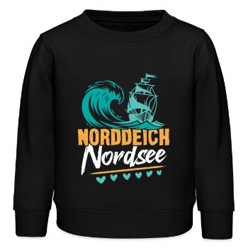 North Sea Holiday NORDDEICH OSTHOLSTEIN Fun - Kids Organic Sweatshirt by Stanley/Stella - black - Front - AI Model Kid Male (0cm)