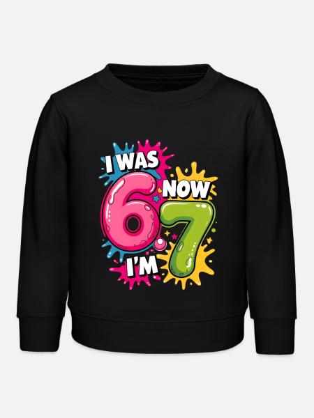Jeg var 6 Nu er jeg 7 Fødselsdag 67 Meme 7 år gamle børn - Stanley/Stella børne sweatshirt økologisk - sort