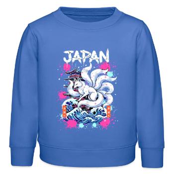 Kitsune Japan Pagode – Anime Fuchsgeist  - Kinder Organic Sweatshirt Mini Changer von Stanley/Stella - carolina Blue - Vorne - AI Model Kid Female (0cm)