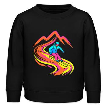 Skier - Kids Organic Sweatshirt by Stanley/Stella - black - Front - AI Model Kid Male (0cm)