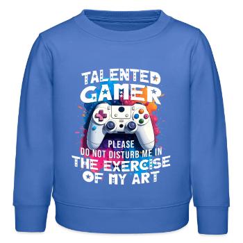 Joueur passionné de jeux vidéo console drôle - Sweat enfant bio Stanley/Stella - carolina blue - Devant - AI Model Kid Female (0cm)